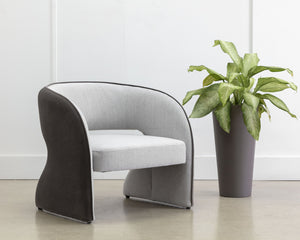 Sunpan Rosalia Contemporary Lounge Chair - Plush Curves and Defined Piping for Stylish Comfort in Any Space Mina Light Grey / Meg Ash