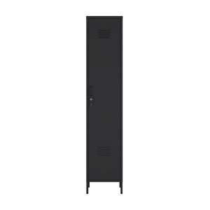 English Elm Naomi 15" Metal Storage Cabinet with Lockable Vent Door, 4 Adjustable Shelves, Slim Steel Design Black B365P397855