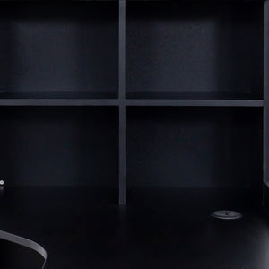 English Elm L-Shaped Corner Computer Desk with Hutch, Drawer & Shelves for Spacious Home Office Organization Black W331S00170