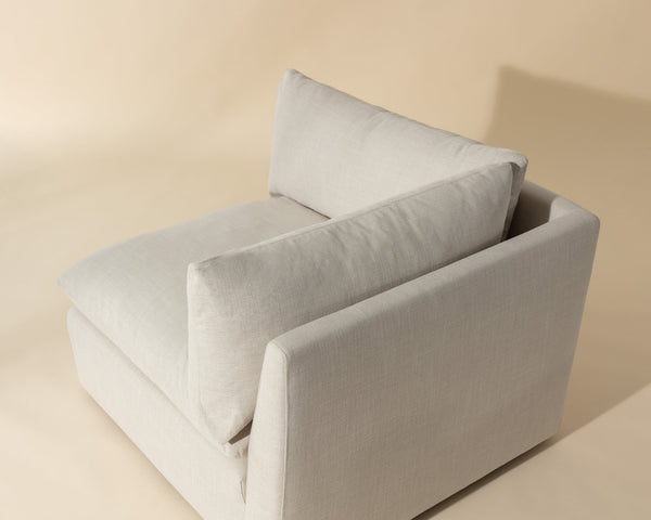 Sunpan Reve Modular - Luxurious Pillowy Softness Armchair In Effie Linen For Modern Spaces & Style Cream Fabric 111769