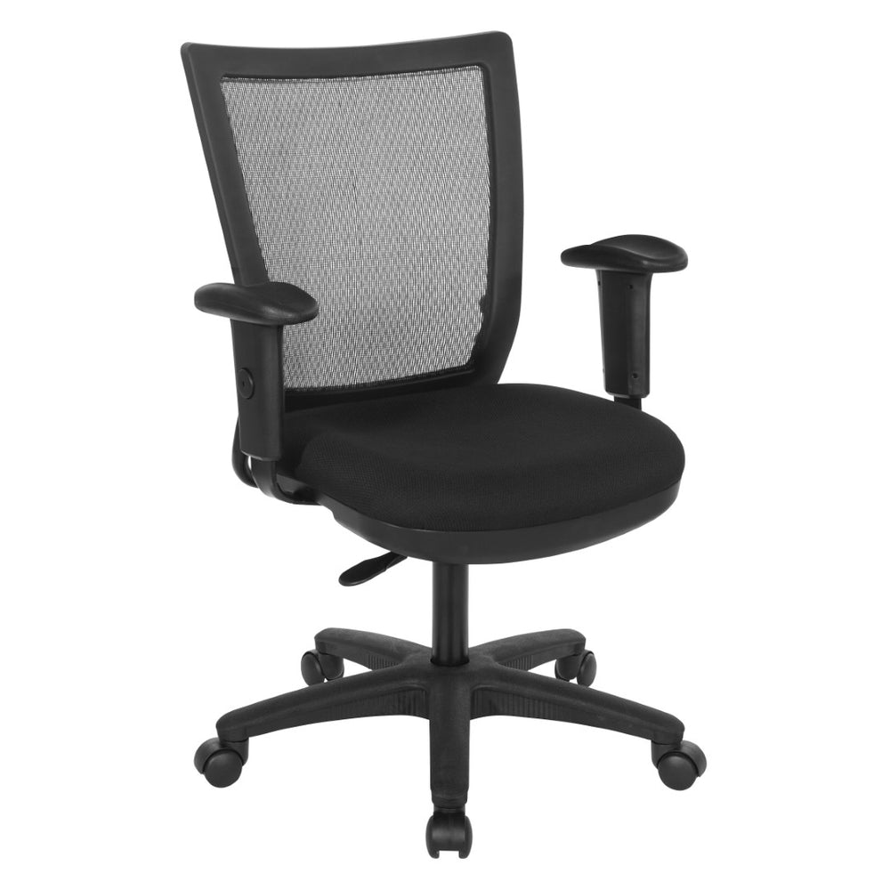 OSP Home Furnishings Office Ergonomic Task Chair with Mesh Back Pu Padding Adjustable Arms and Lumbar Support SPX693734