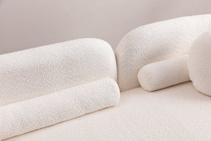 English Elm Luxury Japandi Sofa Couch 3-Seater White Boucle Modern Minimalist Low-Seat Cloud Couch, Cozy Durable Design W2664P371883