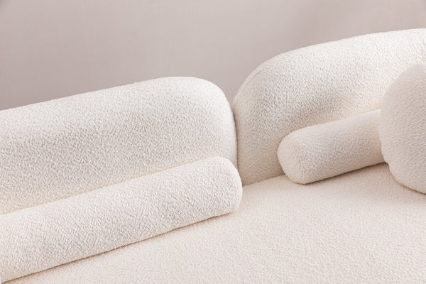 English Elm Luxury Japandi Sofa Couch 3-Seater White Boucle Modern Minimalist Low-Seat Cloud Couch, Cozy Durable Design W2664P371883