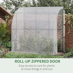 English Elm Outsunny Walk-in Lean-to Greenhouse with Pe Cover Roll-up Window and Ground Stakes W2225P217644