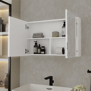 English Elm Medicine Cabinet Mansfield White Mirrored Doors Engineered Wood, Spacious Shelves, Compact Durable Design B092P238734