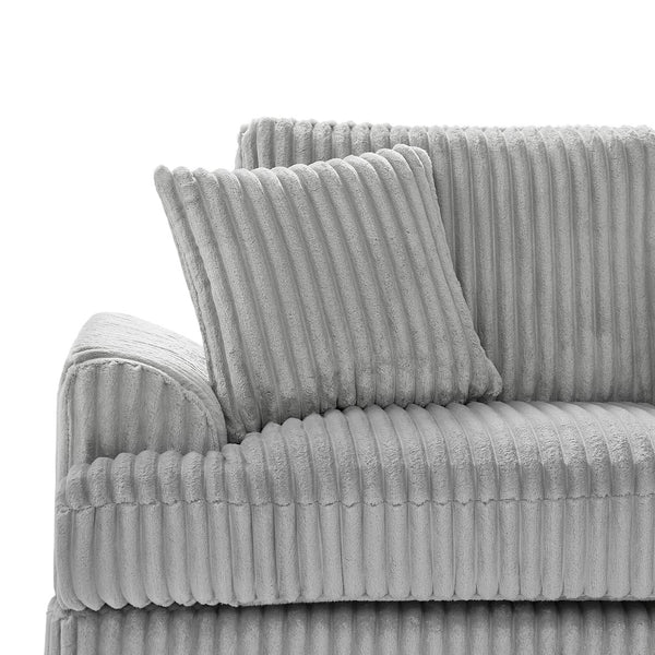 English Elm 129" Oversized Sectional Sofa U-Shaped Corduroy Chaise Lounge with Curved Armrests Plush Foam Comfort Grey N719S001690E