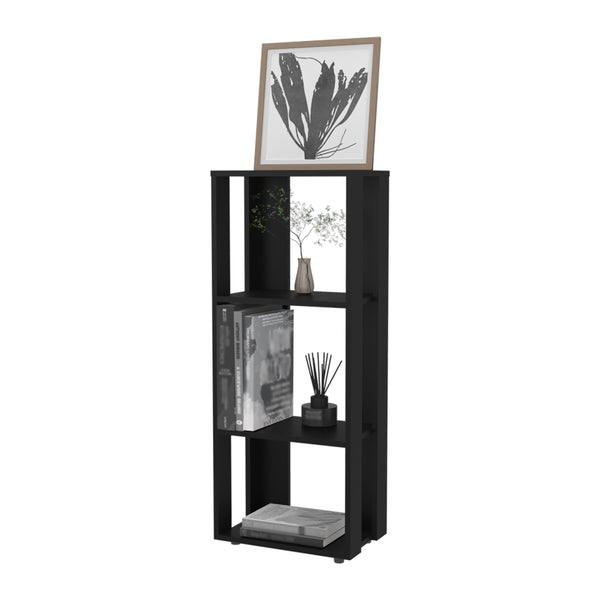 English Elm FM Modoc Bookcase Melamine Black – Tall 3-Shelf Open Storage Unit for Books, Decor & Small Spaces B128P269890
