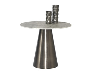 Sunpan Damon 35.5" Contemporary Bistro Table with Elegant Matte White Marble Top for Stylish Dining Spaces Gunmetal