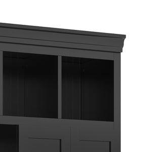 English Elm VIBE Hall Tree with Bench and Cabinets for Entryway — Adjustable Shelves, Drawers, Sturdy MDF Organizer Black SJ000139AAB