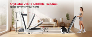 English Elm 2 in 1 Folding Under Desk Treadmill 2.5hp Walking Jogging Machine with Remote Control W130384071