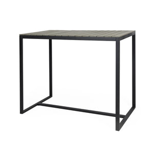 English Elm Christopher Knight Home® - EZRA Outdoor Industrial Acacia Wood Bar Table with Teak Finish and Iron Frame for Stylish Patios Grey+Black 70261.00GRY