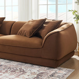 English Elm WKS16C Camel Sofa - Nordic Modern 3-Seater Flannel, Waterproof Antifouling Fabric, Solid Wood Frame, High-Rebound Sponge W2085S00055