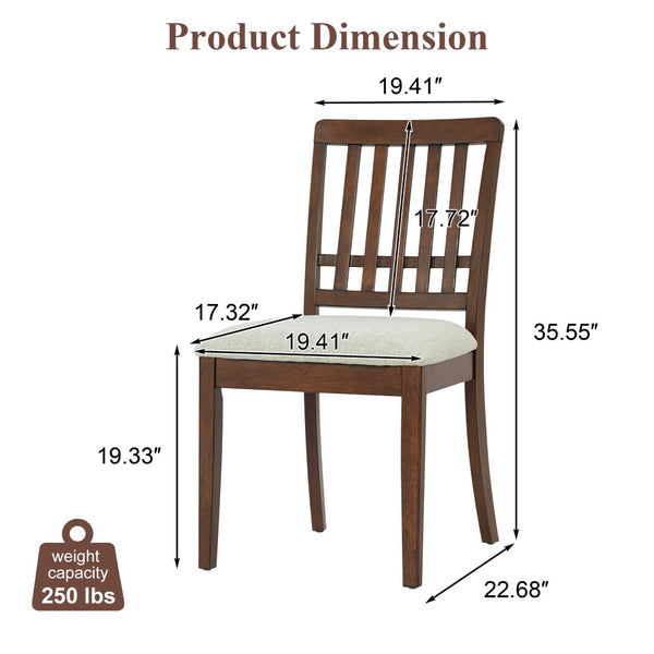 English Elm 2-piece Scandinavian Rubberwood Dining Chair Set with Curved Backrest and Padded Fabric Seat Brown N752P405934D