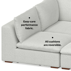 English Elm Jasmine Cloud Grey Pit Sectional Sofa U-Shaped 124" Modular Sofa Bed, Performance Fabric, 1800lb Capacity B136P199251