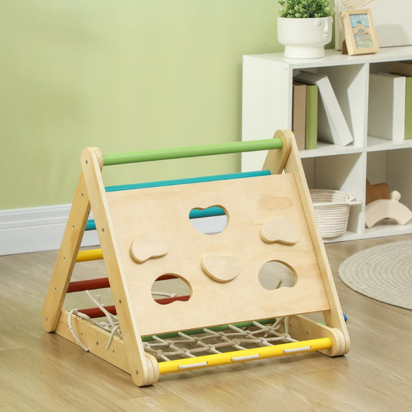 English Elm Qaba Pikler Triangle Pinewood Climbing Set with Slide for Toddlers Indoor Play W2225P249771