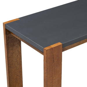 English Elm U_STYLE Minimalist Console Table with Bottom Shelf and Sturdy Four Legs, 63.8" Long Entryway Accent Black+Brown N711P173084D