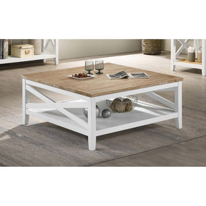 English Elm Evanston Wire-brushed Ash Veneer Square Coffee Table with Open Shelf Farmhouse Design B062P441455