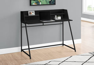 English Elm Computer Desk - Modern Black Laminate & Metal Workstation With Hutch For Home Office & Small Spaces B2710P219833