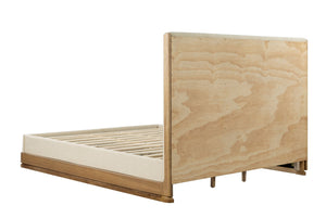 English Elm Zoey Eastern King Platform Bed Wire-brushed Oak Beige Upholstered Scandinavian Frame B2756S00022