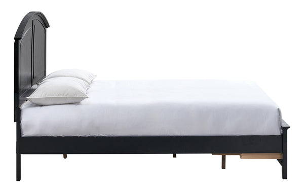 English Elm Hammond King Storage Bed with Panel Headboard Farmhouse Platform Frame Two Drawers Black B078S00681