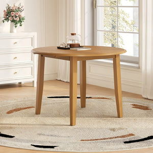 English Elm Extendable Round Dining Table Folding Mdf Top Rubberwood Legs Small Space Apartment Light Brown N752P405933A