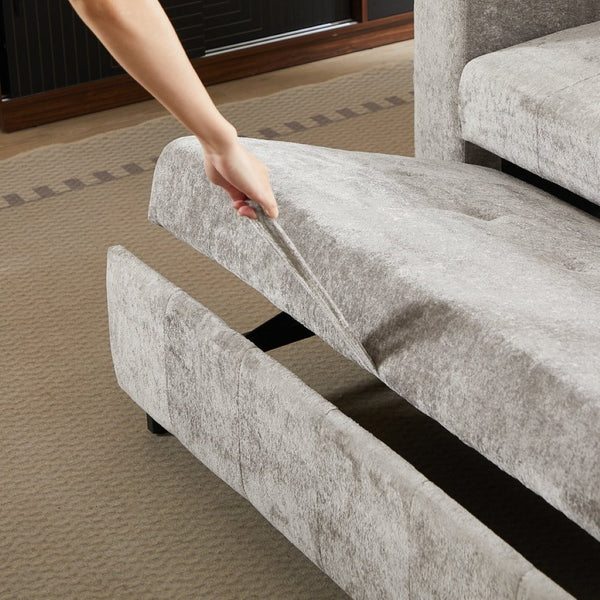 English Elm Modern Chenille Tufted Sleeper Sofa with Usb Port and Storage for Guest Rooms W1183S00025