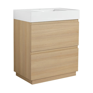 English Elm 30" Bathroom Vanities - Modern Oak Sink Cabinet With Double Drawers, Freestanding And Stylish Design W1972S00008