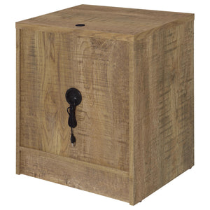 English Elm Geary Mango 2-Drawer Nightstand with LED Light, Dual Outlet, USB-A & USB-C Charging Ports, Compact Wood-Grain Storage B062P375561