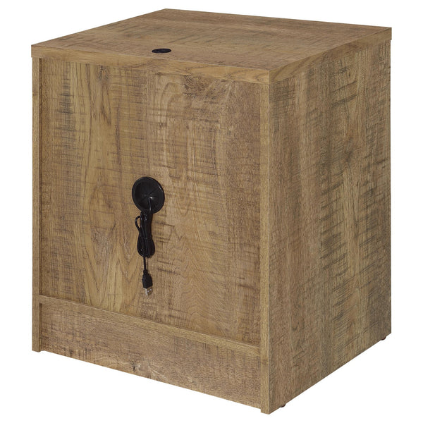 English Elm Geary Mango 2-Drawer Nightstand with LED Light, Dual Outlet, USB-A & USB-C Charging Ports, Compact Wood-Grain Storage B062P375561