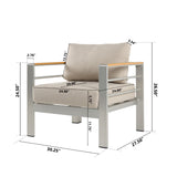 Christopher Knight Home® - Noble House - Cora Outdoor Aluminum Club Chair, Silver Finished Frame With Beige Cushion, 1Pc