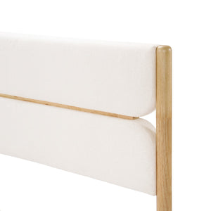English Elm Christopher Knight Home® - Queen Plush Upholstered Solid Rubberwood Bed Frame with High Fleece Headboard, Ivory, Storage Ready N757Q252769B
