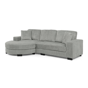 English Elm Corduroy L-Shaped Modular Sleeper Sectional Sofa With Versatile Footstool - Cozy Gray Comfort! W487S00344