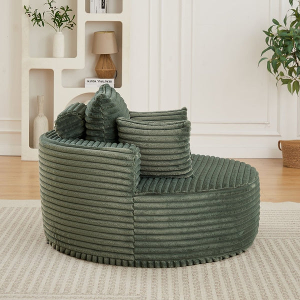 English Elm 50"l Corduroy Oversized Sleeper Chair with Neck Pillow Support for Lounge or Bedroom Green W834P405866
