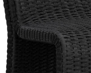 Sunpan EDESSA Dining Chair - Stylish Black Wicker Design for Outdoor Spaces, Durable Aluminum Frame, Modern Curves 111678