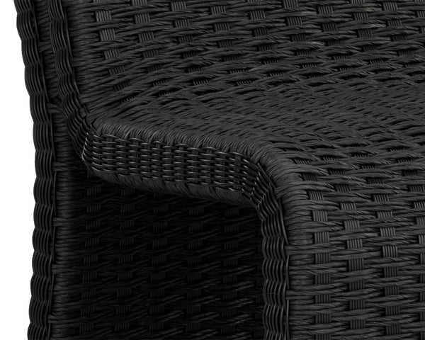 Sunpan Edessa Dining Chair - Modern Armless Design with Twisted Wicker and Aluminum Frame for Stylish Dining Black