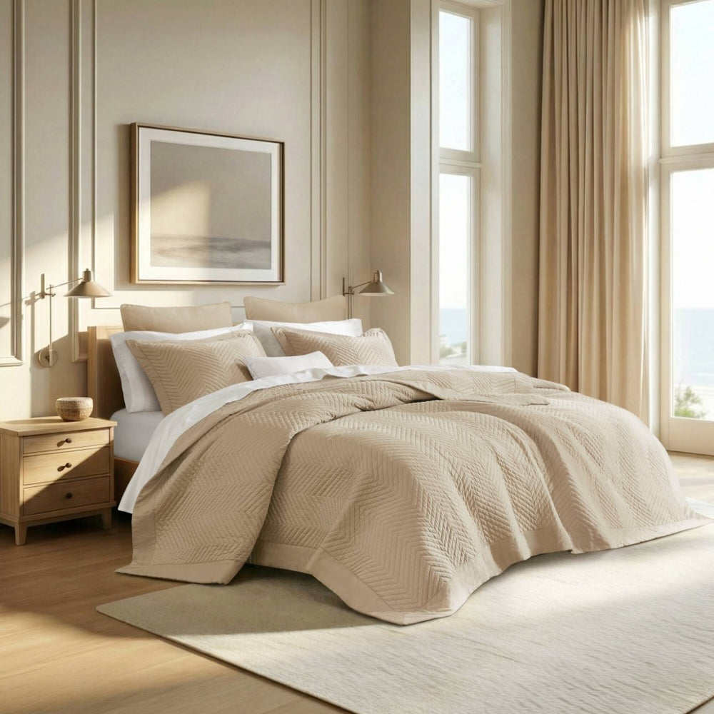 English Elm Full/queen Cotton Sateen Quilt Set Breathable Neutral Gray Bedroom Layering Essential B035P496598