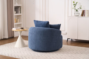 English Elm 360° Swivel Chair upholstered barrel accent chair with plush high-resilience foam and pillows for comfort Antique Blue,Blue W2231P264478