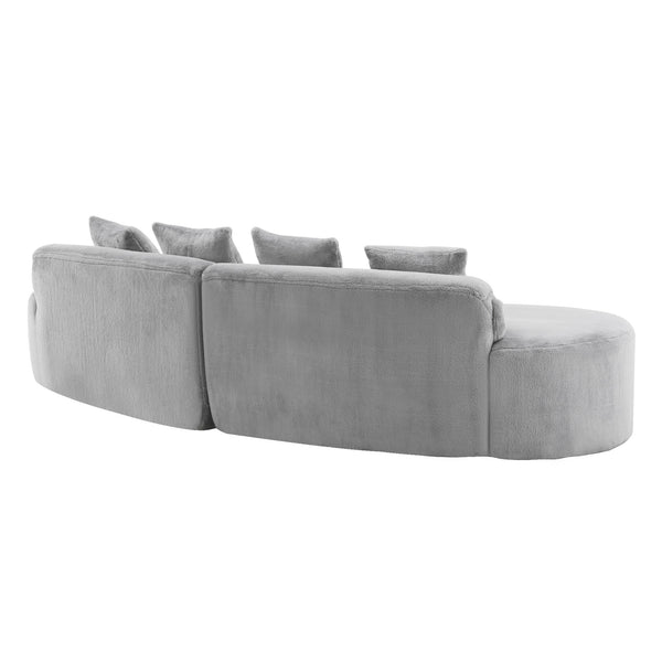 English Elm Modern curved modular sofa with dark plush upholstery, ergonomic design, versatile multi-seat lounge solution for contemporary living rooms LIGHT GREY W3612S00007