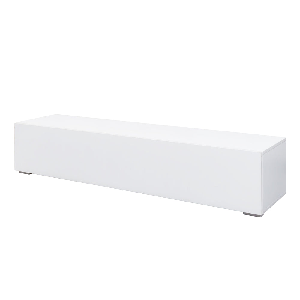 English Elm Modern Wall-Mounted TV Stand with Drop-Down Cabinets, Floating Media Console with Ample Storage and Durable Melamine Finish for Living Room Bedrooms W331P251043