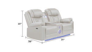 English Elm Challenger Modern Power Recliner Set With Bluetooth Speakers, Cup Holders & Led Lighting In Beige B009S01519