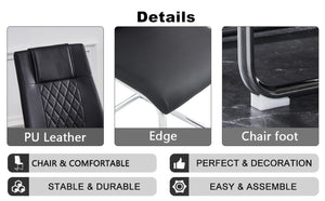 English Elm Table And Chair Set - Modern 38.6" Round Glass Dining Table With 4 Stylish Pu Chairs - Silver Legs W1151S03825-GIGA