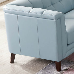 English Elm Arvo Leather Sofa with Top-Grain Seating, Pocket Coil Comfort, Kiln-Dried Frame for Durability Blue B2705P324380