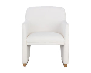 Sunpan JAIME Dining Armchair - Luxurious Fior Vanilla Upholstered Chair with Gold Base for Modern Elegance 110833