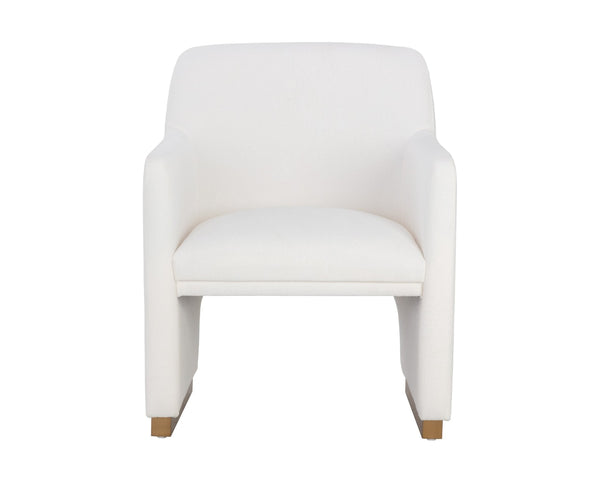 Sunpan JAIME Dining Armchair - Luxurious Fior Vanilla Upholstered Chair with Gold Base for Modern Elegance 110833