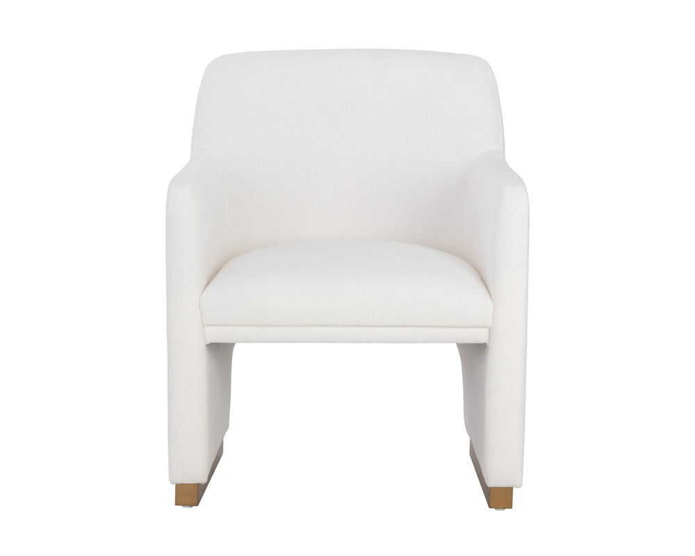 Sunpan Jaime Dining Armchair - Luxurious Gold Base, Moisture-Repellent Fabric, Perfect for Stylish Spaces Fior Vanilla