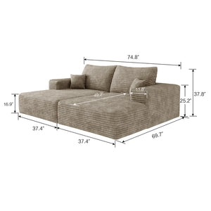 English Elm 74.8" Modern Sofa Bed – Stylish Camel Corduroy Sleeper & Lounger, No Assembly, Perfect For Any Space! W2824S00060