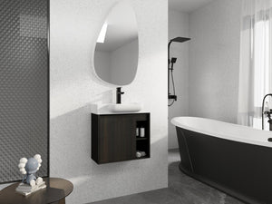 English Elm 24'' Floating Wall Mounted Bathroom Vanity with Ceramic Sink and Soft Close Cabinet Dark Oak W999P426634