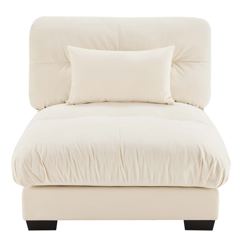 English Elm Milano Velvet Armless Sofa with Cloud Seat Cushion and Bolster Pillows for Luxe Living Room Comfort Cream W714P228719