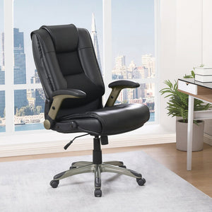 OSP Home Furnishings Exec Bonded Leather Office Chair with Lumbar Support Padded Arms and Pneumatic Height Lift ECH52607-EC3