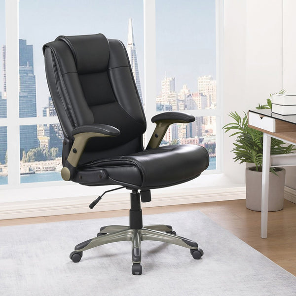 OSP Home Furnishings Exec Bonded Leather Office Chair with Lumbar Support Padded Arms and Pneumatic Height Lift ECH52607-EC3
